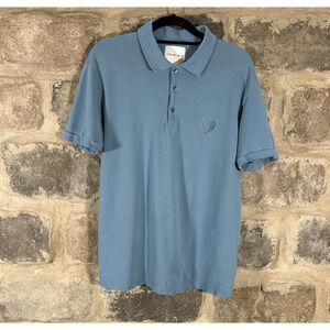 INIMIGO Men’s Embroidery Heart Blue Polo Shirt Organic Cotton Medium Golf Preppy
